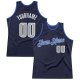 Men's Custom Navy Silver Gray-Blue Authentic Throwback Basketball Jersey